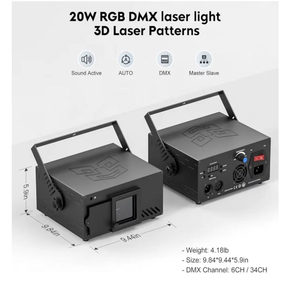 Party Lights RGB Stage Lighting Beam Animation 3D Laser Lights Patterns with DMX